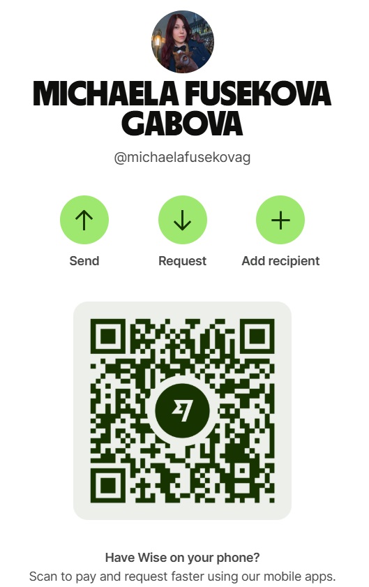 Easy payment method by Wise - Payment is possible immediately after scanning the QR code, but also after clicking on the image and then being redirected to the website.